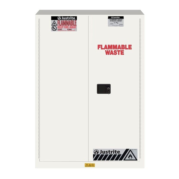 Flammable Liquid Safety Cabinet, 45 gal, 2 Shelves, Galvanized Steel, 43 in W x 65" H x 18 in D